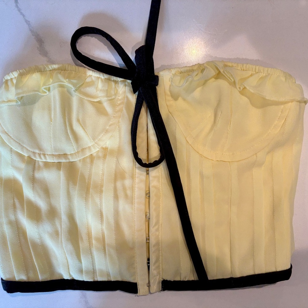 PacSun Lemon and Midnight Bustier Crop Top
